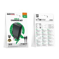 Сетевое З/У Borofone BAS72A 1USB 18W с кабелем microUSB черный (1/20/120)