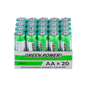 Батарейка GREEN POWERlab LR6 AA БОКС20 Щелочная 1.5V (4/20/120/720)
