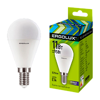 Лампа светодиодная Ergolux G45 E14 11W 6500К 172-265V шар (1/10/100)