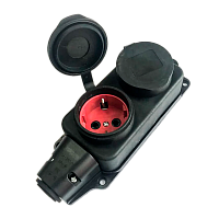 Колодка штепсельная КОСМОС 16А каучук IP44 2 гнезда черный