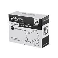 Блок питания GoPower 500mA 9V 5,5x2,5/12мм нестабилизированный отрицательная полярность (1/100)
