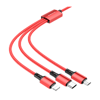 Кабель Borofone BX72 USB (m)-Lightning/Type-C/microUSB (m) 1м 2.0A нейлон красный (1/360)