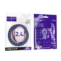 Кабель HOCO X116 USB (m)-Lightning (m) 1м 2.4A нейлон красный (1/68/680)