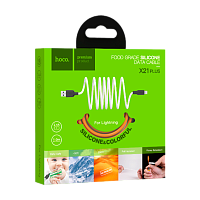 Кабель HOCO X21 Plus USB (m)-Lightning (m) 1м 2.4A силикон черный оранжевый (1/28/168)