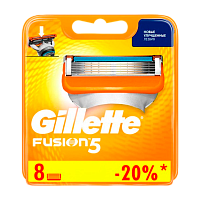 Сменные кассеты Gillette "FUSION" 5 лезвий 8шт. (цена за 1 шт) RUS (8/64)