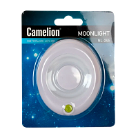 Ночник Camelion NL-245 "Кнопка" 220V в розетку белый (1/24/96)