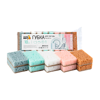 Губка для посуды Рыжий кот "Aquarelle" 93х65х27мм 10шт. ассорти (1/30)