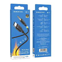 Кабель AUX Borofone BL18 Jack 3.5mm (m)-Type-C (m) 1м силикон черный (1/63/252) 