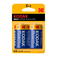 Батарейка Kodak MAX LR20 D BL2 Alkaline 1.5V (2/20/100/3200)