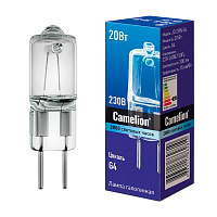 Лампа галогенная Camelion JD G4 20W 2800К 220-240V капсула прозрачная (1/5/100)