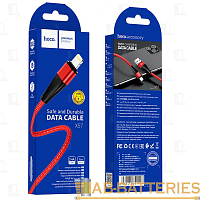 Кабель HOCO X57 USB (m)-Lightning (m) 1м 2.4A нейлон красный (1/33/330)