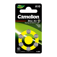 Батарейка Camelion ZA10 BL6 Zinc Air 1.45V 0%Hg (6/60/600/3000)