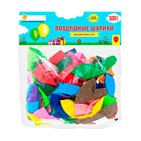 Воздушные шарики, 30 см, круглые, разноцветные без рисунка, 100 шт/уп, PATERRA (1/10)