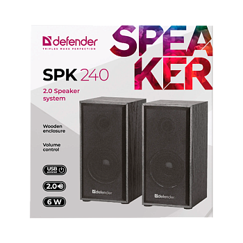 Колонки 2.0 Defender SPK-240 6W USB черный (1/20) 