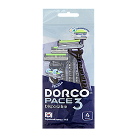 Бритва DORCO PACE3 TRC200BL-4P 3 лезвия пластиковая ручка плавающая головка 4шт. (1/12)