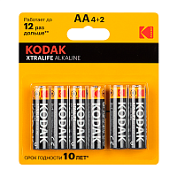 Батарейка Kodak XTRALIFE LR6 AA BL4+2 Alkaline 1.5V (6/72/288)