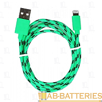 Кабель Smartbuy iK-512n USB (m)-Lightning (m) 1.2м 2.1A нейлон зеленый (1/500)