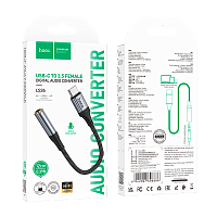 Кабель AUX HOCO LS36 Type-C (m)-Jack 3.5mm (f) 12см черный