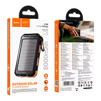 Внешний аккумулятор HOCO J164 8000mAh 2USB+Type-C солнечная батарея с фонариком черный (1/44)