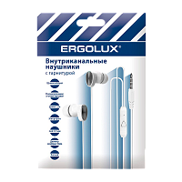 Наушники внутриканальные Ergolux ELX-WHP02P-C01 с микр. белый (1/10/500) 
