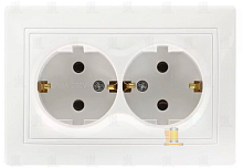 Розетка Smartbuy 2-местная с заземлением 16А белая "Венера"
