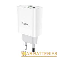 Сетевое З/У HOCO C80A 1USB/Type-C 3.1A 20W QC3.0 белый (1/12/120) 
