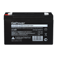 Аккумулятор свинцово-кислотный GoPower LA-6120 6V 12Ah клеммы T2/ F2 (1/10)