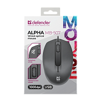 Мышь проводная Defender MB-507 Alpha классическая USB бесшумная черный (1/100)