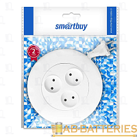 Удлинитель Smartbuy 3р.Б/З 10A 3.0м ПВС 2x1мм круглый белый (1/40)