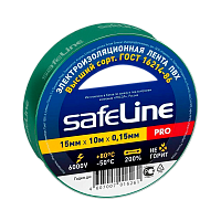 Изолента Safeline 15мм*10м ПВХ зеленый (10/250)