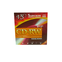 Диск CD-RW VS 700MB 4-12x 5шт. в конверте (5/250) 