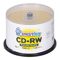 Диск CD-RW Smartbuy 700MB 4-12x 80min 50шт. cake box (50/250) 