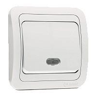 Выключатель Makel Light Mimoza 1-клав.10A пластик белый 12021 (1/12)