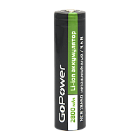 Аккумулятор Li-ion GoPower ICR18650 PC1 3.7V 2800mAh б/з выс.конт. (1/80/160)