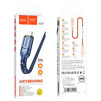 Кабель HOCO X59 USB (m)-microUSB (m) 2м 2.4A нейлон синий