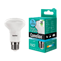 Лампа светодиодная Camelion R63 E27 9W 4500К 170-265V рефлектор матовая (1/10/100)