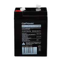 Аккумулятор свинцово-кислотный GoPower LA-645/security 6V 4.5Ah клеммы T1/ F1 в картонной упаковке (