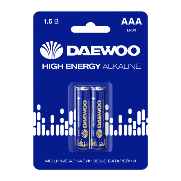 Батарейка Daewoo ENERGY LR03 AAA BL2 Alkaline 1.5V (2/20/480)
