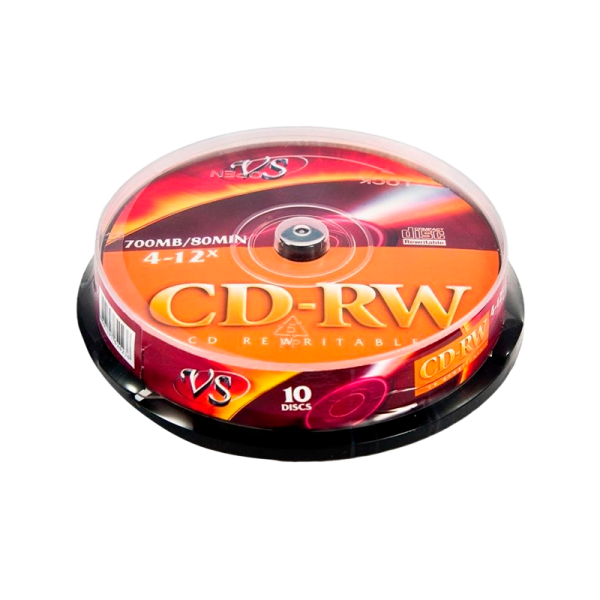 Диск CD-RW VS 700MB 4-12x 10шт. cake box (10/200)