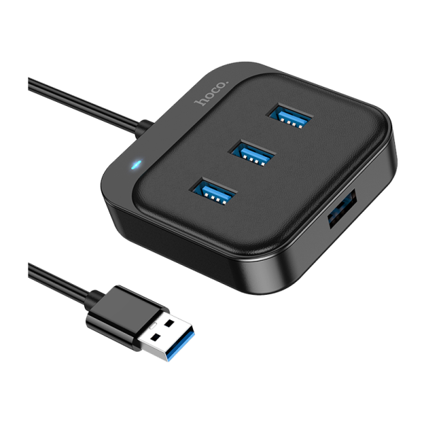 USB-Хаб HOCO HB31 4USB USB (m) USB2.0 0.2м черный (1/19/190)