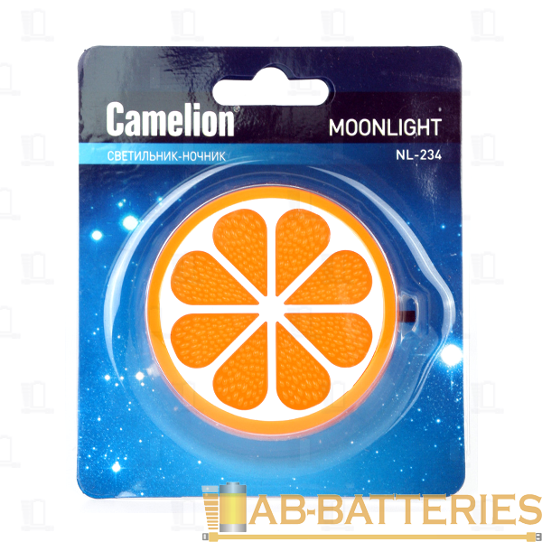 Ночник Camelion NL-234 "Апельсин" 1LED 0.5W 4.5V в розетку оранжевый (1/24/72)