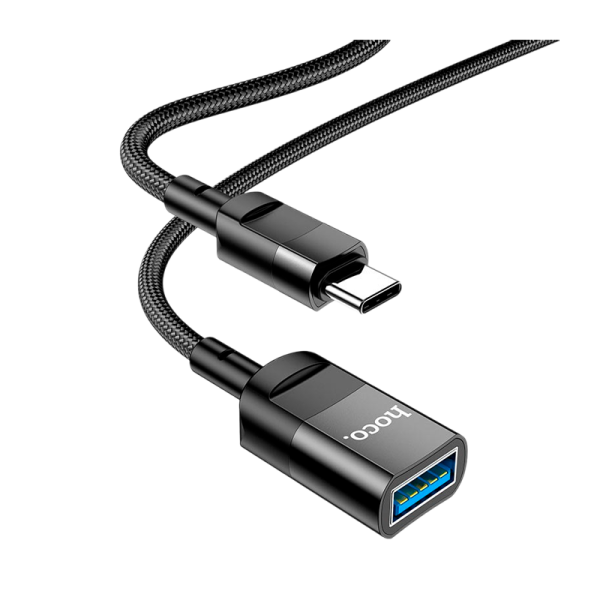 Переходник HOCO U107 USB (m)-Type-C (f) 0.1м нейлон черный (1/37/370)