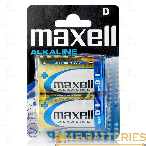 Батарейка Maxell LR20 D BL2 Alkaline 1.5V (2/24/120)