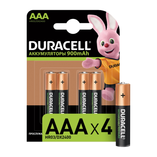 Аккумулятор предзаряженный RTU Duracell HR03 AAA BL4 NI-MH 850/900mAh (4/40/33000)