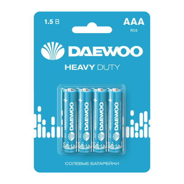 Батарейка Daewoo R03 AAA BL4 Heavy Duty 1.5V (4/40/960)