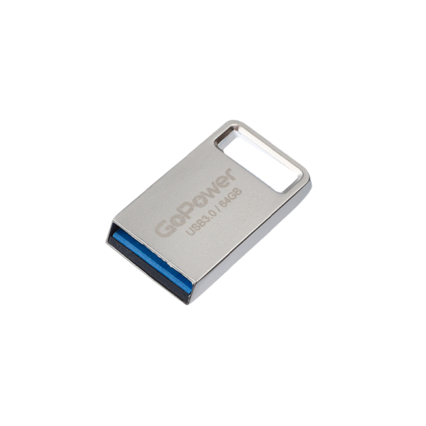 Флеш-накопитель GoPower MINI 64GB USB3.0 металл серебряный (1/50/1000)