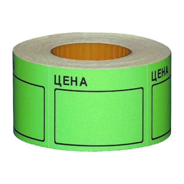 Этикет-лента 50 мм х 40 мм "Цена" (350 этикеток /рол.), зеленая, AVIORA (цена за 1 рулон) (5/100)