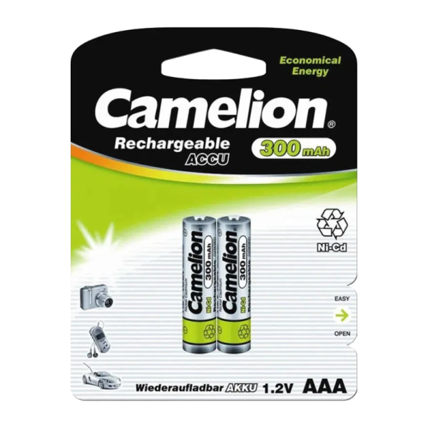 Аккумулятор бытовой Camelion HR03 AAA BL2 NI-CD 300mAh (2/24/480)