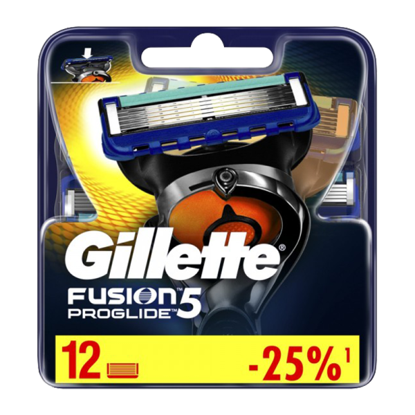 Сменные кассеты Gillette FUSION PROGLIDE 5 лезвий 12шт. (цена за 1 шт) (12/120)