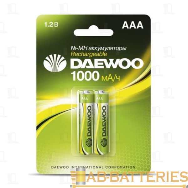 Аккумулятор бытовой Daewoo HR03 AAA BL2 NI-MH 1000mAh (2/20/100)
